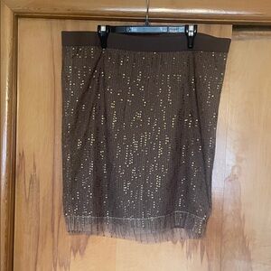 Gap Sequin Overlay Brown Women's Skirt size 10
